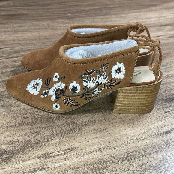 SBICCA Vintage Collection Sharpay Suede Leather Embroidered Mule Boho Size 7 - Picture 3 of 10